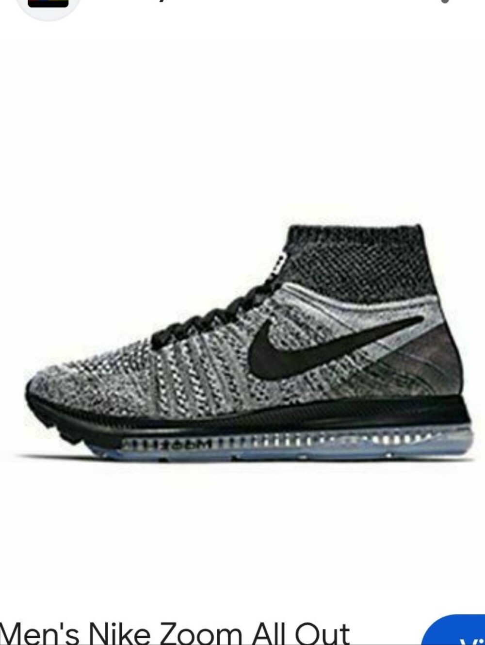 Nike Zoom All Out Flyknit Mens Black And Grey Running Shoes Size 10